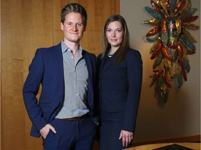 Graeme Edge and Rachel Maxwell, both partners at McLaren Chase executive search, in their downtown Calgary office.