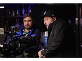 Director Matt Watterworth, right, and cinematographer Bradley Stuckel on the set of In Plain View.  Watterworth has received a development grant from the Calgary Film Centre for a new project.