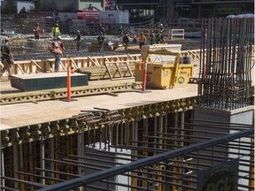 ICE District and Stantec celebrate the start of Stantec Tower's superstructure on  August 4, 2016. Once completed, Stantec Tower will become the tallest building in Edmonton and among the tallest in Western Canada.