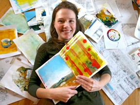 Illustrator Mary Haasdyk poses in her office in Calgary, Alta on Tuesday October 18, 2016. The artist sends pieces of her work to random Calgarians via an Instagram project. Jim Wells//Postmedia