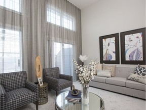 The great room in one of the Verona townhomes by Trico Communities in Sage Hill.