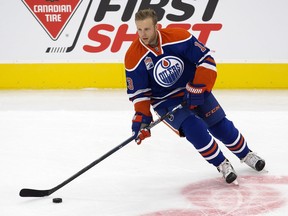 The Edmonton Oilers' Kris Versteeg (13) takes part in the pre game skate prior to the Oilers' game against the Calgary Flames at Rogers Place, in Edmonton on Monday Sept. 26, 2016.
