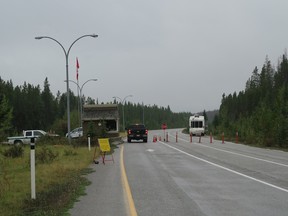 The north entry gate into Banff National Park on David Thompson Highway. It was destroyed by fire last week.