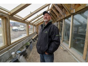 Paul Hughes of Grow Calgary in an earthship greenhouse made from recycled material at the Grow Calgary garden on the western edge of Calgary, Ab., on Monday October 24, 2016.