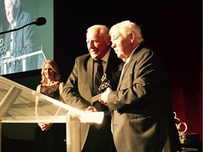 Shane Homes Group of Companies CEO and CVO Cal Wenzel is welcomed to the Calgary Business Hall of Fame by Junior Achievement Southern Alberta at a gala event in Calgary earlier this month.