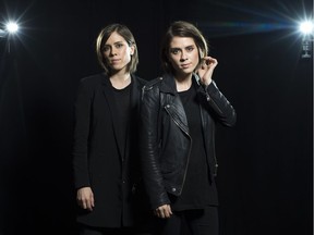 Sara Quin, left, and Tegan Quin, of the Canadian singing duo Tegan and Sara, pose for a portrait in New York.