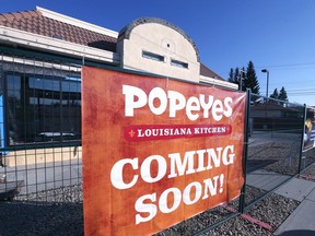 The first location of Popeyes Louisiana Chicken restaurant in Calgary when it was under construction