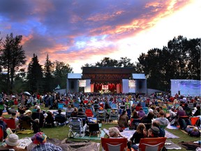 The sun goes down at the Calgary Folk Music Festival at Prince's Island in Calgary on July 25, 2015.