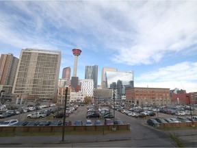 View of a parking lot located between 11 and 12 Ave and Centre and 1 St SE in Calgary, Alta on Tuesday October 25, 2016.