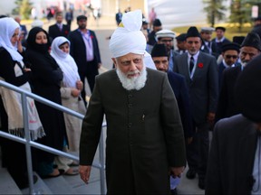 The Caliph, His Holiness, Hazrat Mirza Masroor Ahmad arrives at the Baitun Nur Mosque arrives in Calgary, Alta., on Tuesday November 8, 2016. Leah Hennel/Postmedia