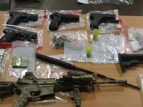 Police released this image of some of the items the ALERT team said had been seized from homes in Mission and Dover.