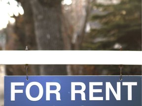 A For Rent sign is shown in front of a rental property on 4 St SW in Calgary, Alta on Thursday November 24, 2016.