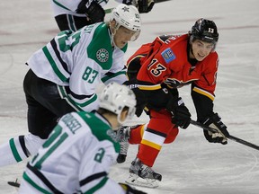 Calgary Flames Johnny Gaudreau against the Dallas Stars during NHL hockey in Calgary, Alta. on Friday December 19, 2014. Al Charest/Calgary Sun/QMI Agency