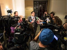 Calgary Mayor Naheed Nenshi speaks to media about  taxes in Calgary, Ab., on Monday November 21, 2016. Mike Drew/Postmedia