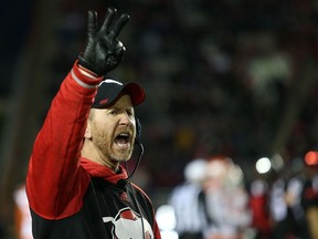 Calgary Stampeders head coach Dave Dickenson during their game against the BC Lions in CFL Western Final action at McMahon Stadium in Calgary, Alta.. on Sunday November 20, 2016. Leah hennel/Postmedia