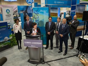 Provincial Environment Minister Shannon Phillips speaks at the Canadian Wind Energy Association's (CanWEA) 32nd annual conference and exhibition in Calgary, Alta. on Thursday, Nov. 3 2016. Bryan Passifiume/CanWEA (CNW Group/Canadian Wind Energy Association)