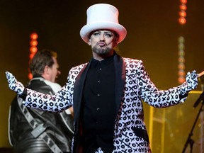 Culture Club's Boy George gets the crowd of a couple of thousand going at TD Place in Ottawa Nov. 1, 2016. The band has postponed the remainder of its dates including a Calgary concert.