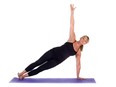 Helen Vanderburg demonstrates a side plank in Fusion Workouts.