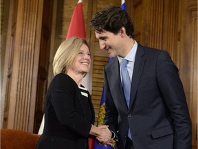 Prime Minister Justin Trudeau and Premier Rachel Notley meet on Parliament Hill in 2016. Notley has learned the painful lesson that federal Liberals are toxic to Alberta, says columnist Chris Nelson.