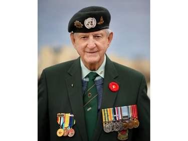 Korean war veteran Keith Hannan, 83,  during the Remembrance Day ceremony at the Military Museums in Calgary, Alta., on Friday November 11, 2016.