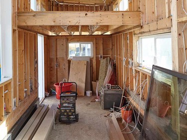 The cantilevered loft will be home to the main bedroom, with kitchen space below.