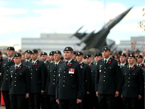 Members of the Princess Patricia's Canadian Light Infantry during the Remembrance Day ceremony at the Military Museums in Calgary, Alta., on Friday November 11, 2016.