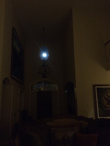 Bob Taylor submitted this photo of the supermoon shining through the oval window of his home.