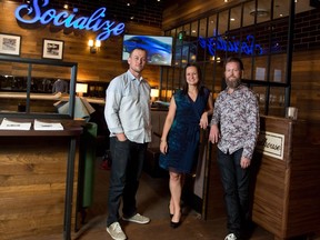 The Brown's Social House team of Chad Taylor, left, Emilie Fortin and Chad McCormick, inside the new location near Marlborough Mall.