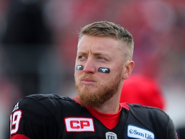 Calgary Stampeders  quarterback Bo Levi Mitchell before the Stamps take on the BC Lions during CFL Western Final action at McMahon Stadium in Calgary, Alta.. on Sunday November 20, 2016. Leah hennel/Postmedia