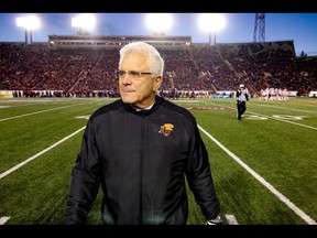 BC Lions coach Wally Buono on the sidelines against the Calgary Stampeders in Western Final CFL action at McMahon Stadium in Calgary, Alta.. on Sunday November 20, 2016. The Stamps beat the Lions 42-15. Mike Drew/Postmedia