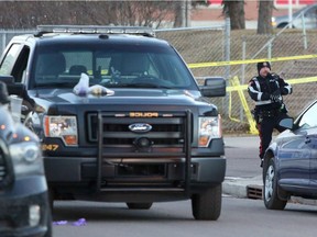 The scene of a fatal officer-involved shooting in the 1700 block of 11 avenue S.W. in Calgary, Alta., on Tuesday November 29, 2016, that killed a women. Leah Hennel/Postmedia