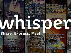 A promotional image for whisper from the app's Facebook page.