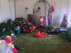 Damage inside the tent at the Strathmore Celebration of Lights.