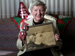Mary Joyce Kerr, 90, at her home in Calgary, Alta., on Saturday December 31, 2016, was Calgary's New Year's baby in 1927. Leah Hennel/Postmedia