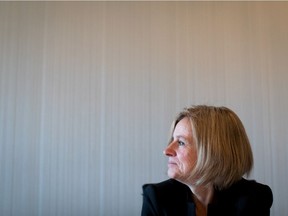 Alberta Premier Rachel Notley pauses to look out a window at Coal Harbour during an interview in Vancouver, B.C., on Tuesday December 6, 2016. Notley is in B.C. doing a series of one-on-one media interviews after Prime Minister Justin Trudeau approved the $6.8-billion Kinder Morgan Trans Mountain Pipeline expansion project last week. The project will nearly triple the capacity of the pipeline that carries crude oil from near Edmonton to the Vancouver area to be loaded on tankers and shipped overseas. THE CANADIAN PRESS/Darryl Dyck ORG XMIT: VCRD109