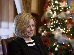 Alberta Premier Rachel Notley sits for a year end interview in her office at the Alberta Legislature in Edmonton, Alberta on Thursday, December 15, 2016.