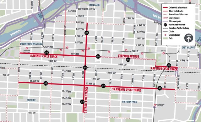 Downtown bike lanes map
