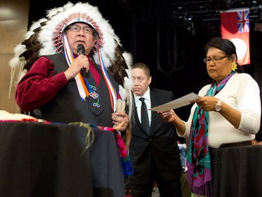 New Tsuut'ina Chief Lee Crowchild is officially sworn in at the Grey Eagle Casino Events Centre on Thursday December 8, 2016.