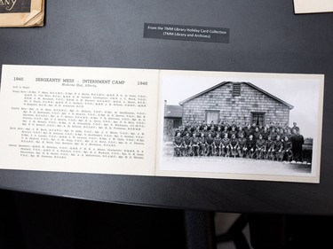 A Christmas card sent back home by interned enemy soldiers in Medicine Hat is one of a variety of historic Christmas cards  in the collection at the Military Museums in Calgary. The items were photographed on Tuesday December 20, 2016.