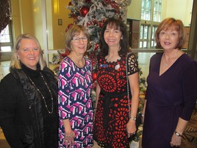 Cal 1224 Chas 5 Pictured with reason to smile at the annual Children's Hospital Aid Society (CHAS)  Holiday luncheon, held Dec 5 at the BMO Centre, are, from left, ticket sales chair Sabina Bahan, luncheon co-chairs Jan Bellis and Susan Jull and auction chair Susan James.   In 2015, CHAS supported 23 child-centric agencies and distributed $433,280.