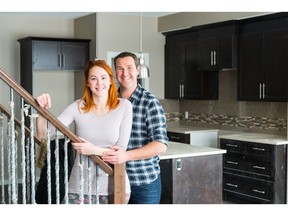 Matt and Shelagh George in the Stepper Homes townhome development in Heritage Hills, Cochrane.