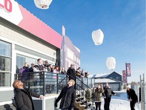 People released white lanterns with well wishes into the air as part of the ground breaking celebration for Buffalo at Silverado by Avi Urban.