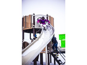 Children play during the opening of the Curious Park in Symons Gate by Brookfield Residential.