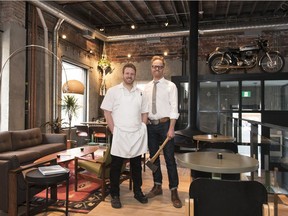 Executive chef J P Pedhirney, left, and general manager Dewey Noordhof of Bridgette Bar, which opened Tuesday.