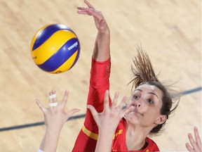 Fourth-year outside hitter Laura McManes is part of a core group of leaders on the University of Calgary Dinos volleyball team, currently ranked No. 4 in CIS. (David Moll)