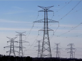 Heartland Transmission power-lines and support poles, part of the province's power transmission network.