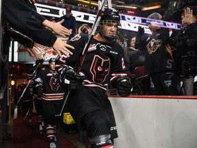 Hitmen prospect defenceman Jackson van de Leest suited up with the WHL team for seven games this season. (Candace Ward)