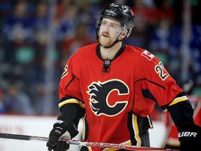 Calgary Flames Dougie Hamilton during the pre-game skate before facing the Toronto Maple Leafs in NHL hockey in Calgary on Nov., 30, 2016.