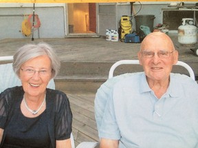 Siegfried van Zuiden, right, and his wife Audrey pose in this undated handout photo. An 85-year-old Calgary man accused of murdering his wife appeared confused and agitated as he made a brief court appearance on Friday.