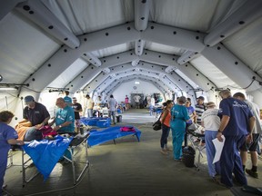 Supplied image from Samaritan's purse in April 2016 showing an emergency field hospital in Equador. The charity has been called on by the United Nations to help n Mosul, Iraq and set up the similar type of field hospital. David Uttley/Samaritan's Purse/Postmedia